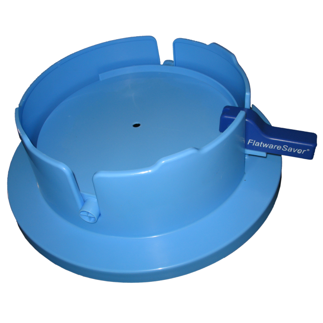 Original FlatwareSaver II with body, tray, and handle. Fits on round 32 or 44-gallon trash can.  Trash can not included.  This product is identical to the SilverSaver 200.